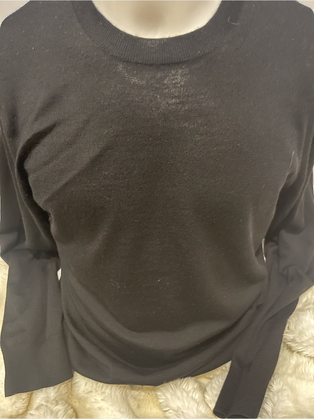 VINCE Black NEW Merino Wool Crewneck Sweater, LUXURY Knit ORIG $194+! - Picture 3 of 6
